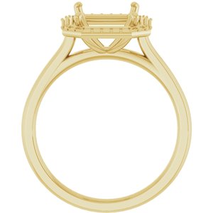 14K Yellow Gold 10x8 mm Emerald Halo-Style Engagement Ring Mounting