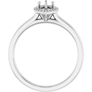 14K White Gold 8x4 mm Marquise Halo-Style Engagement Ring Mounting