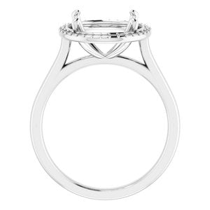14K White Gold 12x10 mm Oval Halo-Style Engagement Ring Mounting