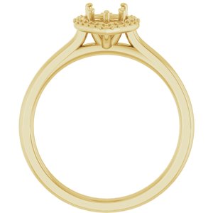 14K Yellow Gold 7x5 mm Pear Halo-Style Engagement Ring Mounting