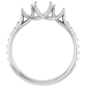 14K White Gold 5.8 mm Round Three-Stone Engagement Ring Mounting
