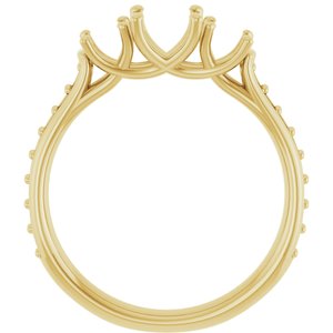 14K Yellow Gold 5.8 mm Round Three-Stone Engagement Ring Mounting