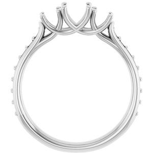 14K White Gold 5.2 mm Round Three-Stone Engagement Ring Mounting