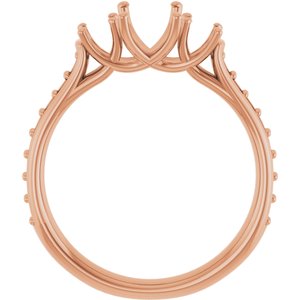 14K Rose Gold 7x5 mm Emerald Three-Stone Engagement Ring Mounting
