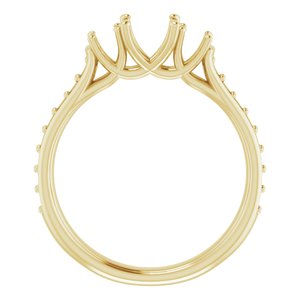 14K Yellow Gold 4.5 mm Square Three-Stone Engagement Ring Mounting