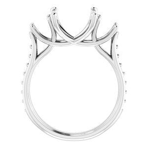14K White Gold 8 mm Square Three-Stone Engagement Ring Mounting