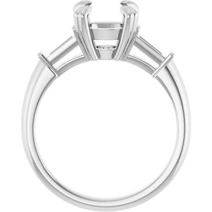 Platinum 8 mm Round Engagement Ring Mounting