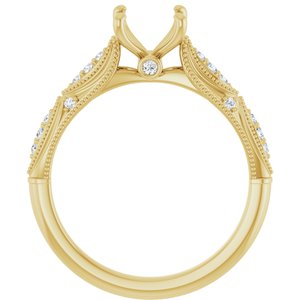 14K Yellow Gold 7 mm Round 1/10 CTW Lab-Grown Diamond Semi-Set Engagement Ring