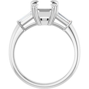 Platinum 9 x 7 mm Emerald 1/4 CTW Lab-Grown Diamond Semi-Set Engagement Ring