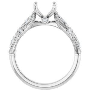 Platinum 7.4 mm Round 1/10 CTW Natural Diamond Semi-Set Engagement Ring