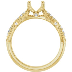 14K Yellow Gold 8 x 6 mm Oval 1/10 CTW Lab-Grown Diamond Semi-Set Engagement Ring