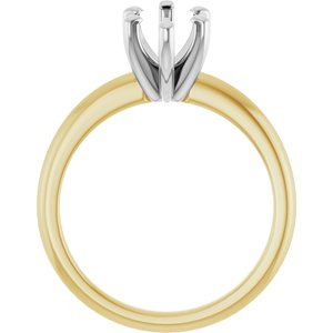 14K Yellow/White Gold 12x6 mm Marquise Solitaire Engagement Ring Mounting