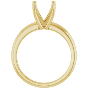 10K Yellow Gold 7 mm Asscher Solitaire Engagement Ring Mounting
