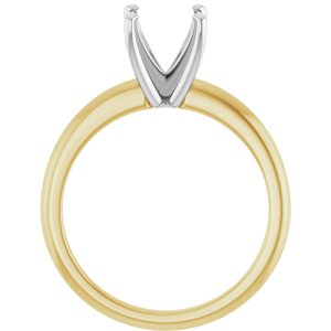 14K Yellow/White Gold 7x7 mm Cushion Solitaire Engagement Ring Mounting
