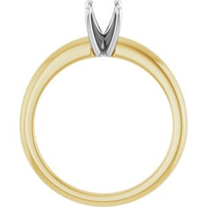 14K Yellow/White Gold 6x4 mm Emerald Solitaire Engagement Ring Mounting