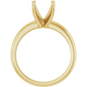 18K Yellow Gold 9x7 mm Emerald Solitaire Engagement Ring Mounting