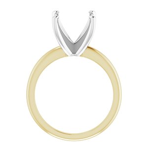 14K Yellow/White Gold 11 mm Round Solitaire Engagement Ring Mounting