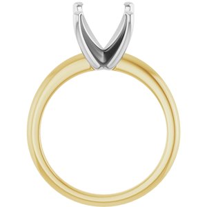 14K Yellow/White Gold 10x8 mm Emerald Solitaire Engagement Ring Mounting