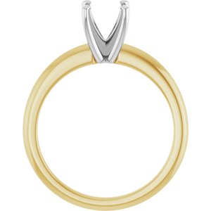 14K Yellow/White Gold 5x5 mm Square Solitaire Engagement Ring Mounting