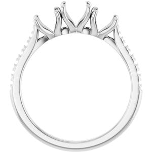 Platinum 5.2 mm Round French-Set Three-Stone Engagement Ring Mounting