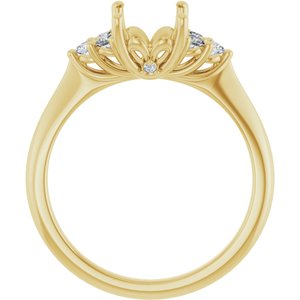 14K Yellow Gold 8x6 mm Emerald 1/6 CTW Natural Diamond Semi-Set Engagement Ring