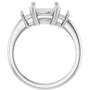 14K White Gold 8x8 mm Cushion Engagement Ring Mounting