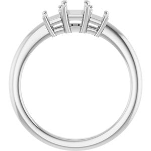 14K White Gold 6x4 mm Emerald Engagement Ring Mounting