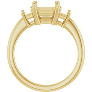 14K Yellow Gold 9x7 mm Emerald Engagement Ring Mounting