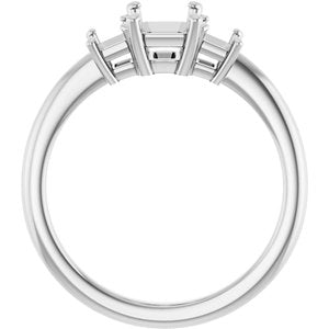Platinum 7x5 mm Emerald Engagement Ring Mounting