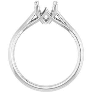 14K White Gold 6 mm Cushion Solitaire Engagement Ring Mounting