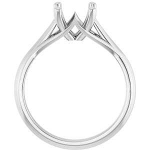 14K White Gold 7 mm Cushion Solitaire Engagement Ring Mounting