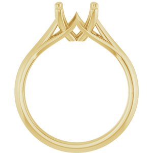 18K Yellow Gold 7 mm Cushion Solitaire Engagement Ring Mounting