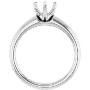14K White Gold 6.5 mm Round Engagement Ring Mounting