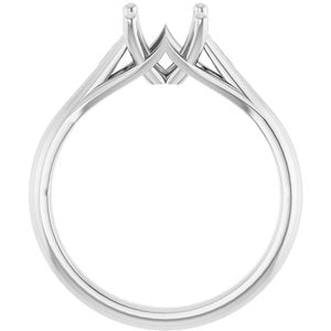 14K White Gold 6 mm Asscher Solitaire Engagement Ring Mounting