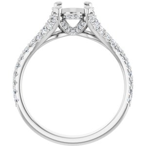 14K White Gold 8x6 mm Oval 1/2 CTW Natural Diamond Semi-Set Engagement Ring