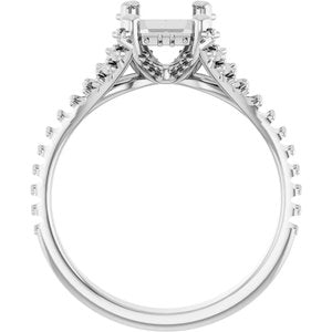 Platinum 8x6 mm Emerald Engagement Ring Mounting