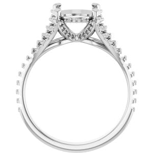 14K White Gold 10x8 mm Oval Engagement Ring Mounting