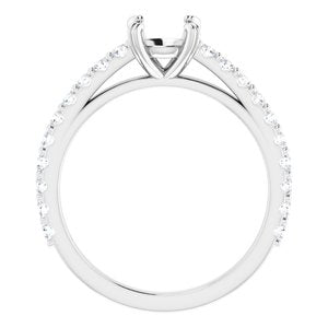 14K White Gold 6 mm Round 3/8 CTW Natural Diamond Semi-Set Engagement Ring