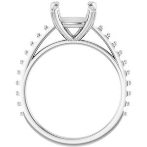 14K White Gold 8 mm Cushion Engagement Ring Mounting