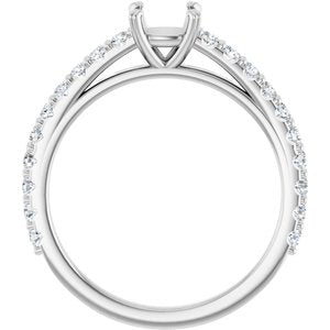 14K White Gold 5x5 mm Cushion 3/8 CTW Natural Diamond Semi-Set Engagement Ring