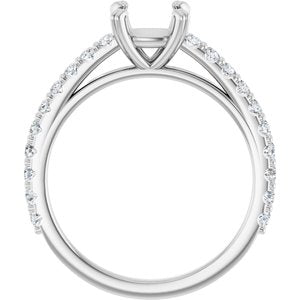 14K White Gold 6x6 mm Cushion 1/3 CTW Natural Diamond Semi-Set Engagement Ring
