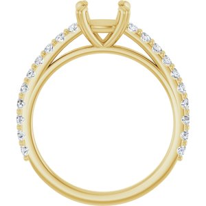 14K Yellow Gold 6x6 mm Cushion 1/3 CTW Natural Diamond Semi-Set Engagement Ring