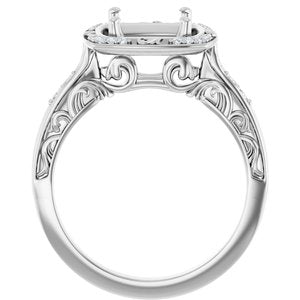 14K White Gold 8 mm Cushion 1/8 CTW Natural Diamond Semi-Set Engagement Ring