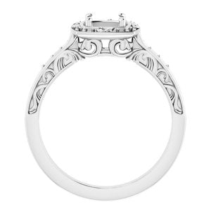 Platinum 6 mm Round Sculptural Halo-Style Engagement Ring Mounting