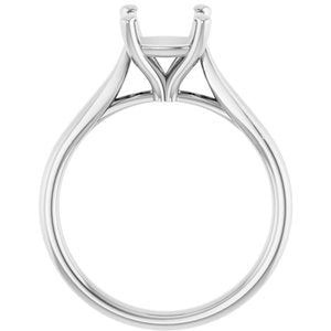 14K White Gold 7 mm Cushion Engagement Ring Mounting