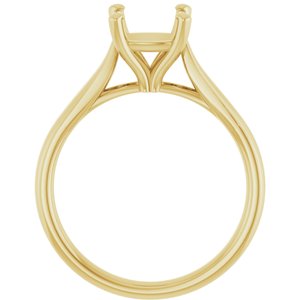 14K Yellow Gold 7 mm Cushion Engagement Ring Mounting