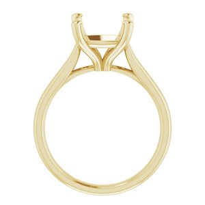 14K Yellow Gold 9 mm Cushion Engagement Ring Mounting