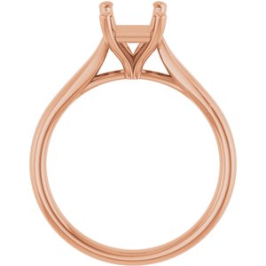 14K Rose Gold 8x6 mm Emerald Engagement Ring Mounting