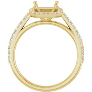 14K Yellow Gold 9x7 mm Emerald 1/3 CTW Natural Diamond Semi-Set Engagement Ring