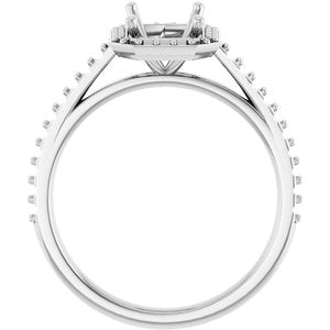 14K White Gold 8x6 mm Halo-Style Engagement Ring Mounting